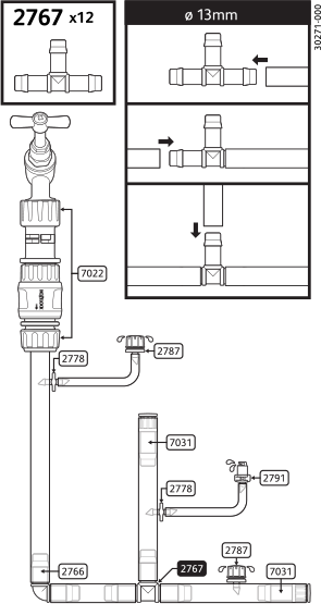 2767 0005, 2767 0012 - T-Piece Connectors