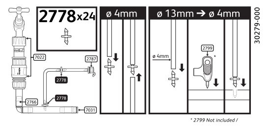 2778 0012, 2778 0024 - Straight Connectors 4mm