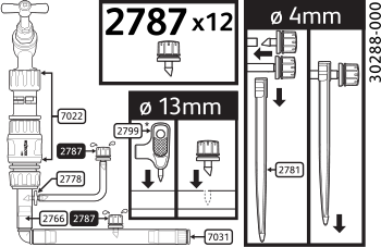 2787 0012, 2787 0024 - 360° Adjustable Sprinklers