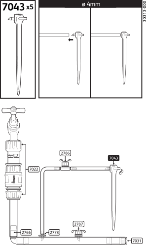 7043 0005, 7043 0012 - End-of-Line Pressure Compensating Dripper Spikes